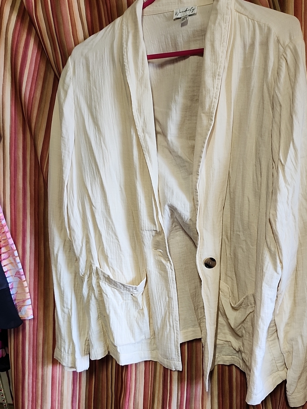 Wonderly Cream Lightweight Single-Button Blazer